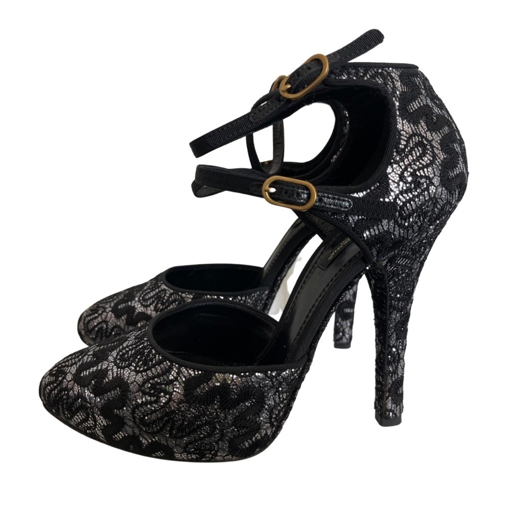 Dolce & Gabbana Black and Silver Lace Heels